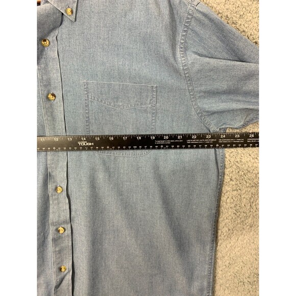 L.L. BEAN Large (L) Regular (REG) 100% Cotton Blue Button-up Button-down Shirt - Picture 8 of 10